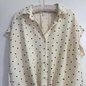 PLUS SIZE polka-dot front tie shirt 1X